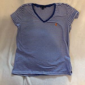 Ralph Lauren blue/white striped short sleeve tee